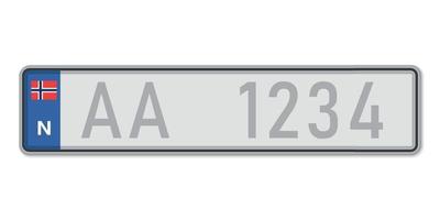 Car number plate. Vehicle registration license of Norway vector