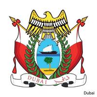 Coat of Arms of Dubai is a United Arab Emirates region. Vector e