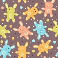 Vector seamless pattern with toy bunnies. Easter concept. Chinese New Year 2023.