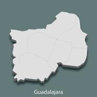 3d isometric map of Guadalajara is a city of Mexico vector