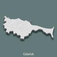 El mapa isométrico 3d de gdansk es una ciudad de polonia vector