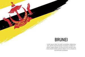 Grunge styled brush stroke background with flag of Brunei vector