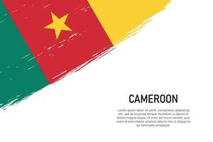 Grunge styled brush stroke background with flag of Cameroon vector