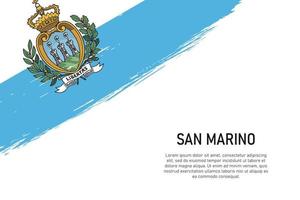 Grunge styled brush stroke background with flag of San Marino vector