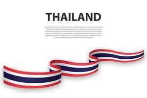 Waving ribbon or banner with flag of Thailand vector