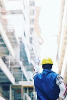 hard worker on construction site photo