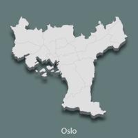 El mapa isométrico 3d de oslo es una ciudad de noruega vector