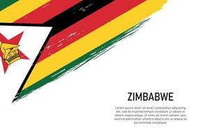 Grunge styled brush stroke background with flag of Zimbabwe vector