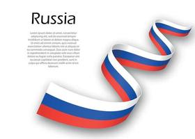 Waving ribbon or banner with flag of Russia vector