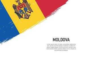 Grunge styled brush stroke background with flag of Moldova vector