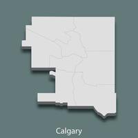 El mapa isométrico 3d de calgary es una ciudad de canadá vector