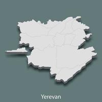 El mapa isométrico 3d de ereván es una ciudad de armenia vector