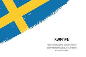 Grunge styled brush stroke background with flag of Sweden vector