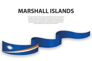 Waving ribbon or banner with flag of Marshall Islands vector