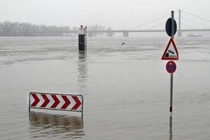 Extreme weather - Flooded parking lot in Dusseldorf, Germany photo