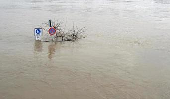 Extreme weather - Flooded pedestrian zone in Cologne, Germany photo