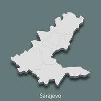 3d isometric map of Sarajevo is a city of Bosnia vector