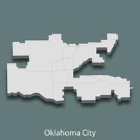 El mapa isométrico 3d de la ciudad de oklahoma es una ciudad de estados unidos vector