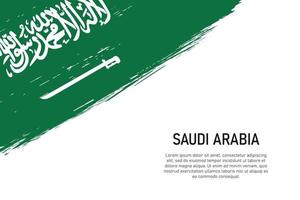 Fondo de trazo de pincel de estilo grunge con bandera de Arabia Saudita vector