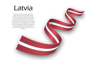 Waving ribbon or banner with flag of Latvia vector