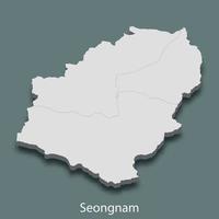 3d isometric map of Seongnam is a city of Korea vector