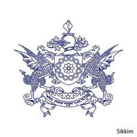 escudo de armas de sikkim es una región india. emblema vectorial vector