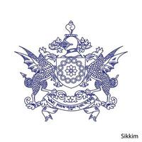 Coat of Arms of Sikkim is a Indian region. Vector emblem