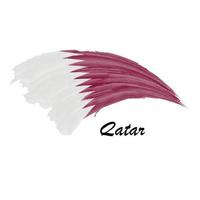 Watercolor painting flag of Qatar. Brush stroke illustration vector