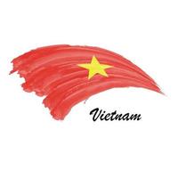 Watercolor painting flag of Vietnam. Brush stroke illustration vector