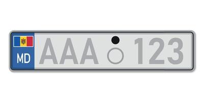 Car number plate. Vehicle registration license of Moldova vector