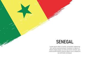 Grunge styled brush stroke background with flag of Senegal vector