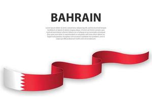 Waving ribbon or banner with flag of Bahrain vector