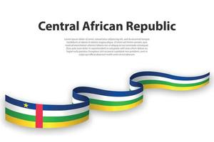 Waving ribbon or banner with flag of Central African Republic vector