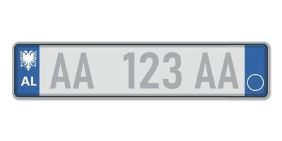 Car number plate. Vehicle registration license of Albania vector