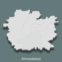 3d isometric map of Ahmedabad is a city of India vector