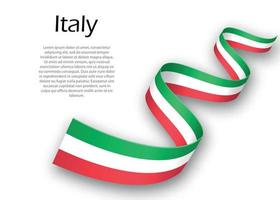 Waving ribbon or banner with flag of Italy vector