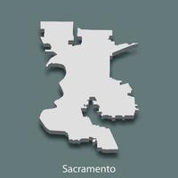 3d isometric map of Sacramento is a city of United States vector
