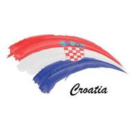 Watercolor painting flag of Croatia. Brush stroke illustration vector