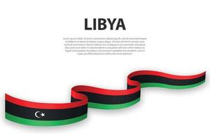 Waving ribbon or banner with flag of Libya vector