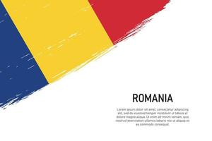 fondo de trazo de pincel de estilo grunge con bandera de rumania vector