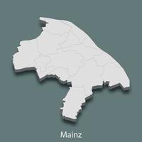 El mapa isométrico 3d de mainz es una ciudad de alemania vector