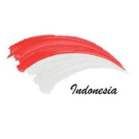 Watercolor painting flag of Indonesia. Brush stroke illustration vector