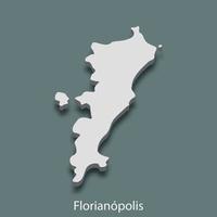 3d isometric map of Florianopolis is a city of Brazil vector