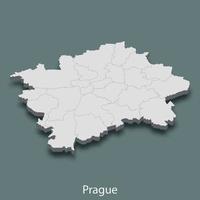 3d isometric map of Prague is a city of Czech Republic vector