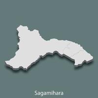 3d isometric map of Sagamihara is a city of Japan vector