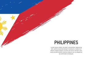 Grunge styled brush stroke background with flag of Philippines vector