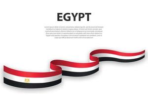 Waving ribbon or banner with flag of Egypt vector