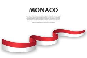 Waving ribbon or banner with flag of Monaco vector