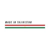 hecho en tayikistán, placa o etiqueta con bandera aislada vector