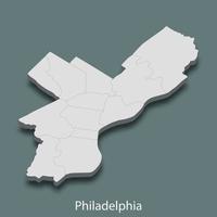 3d isometric map of Philadelphia is a city of United States vector